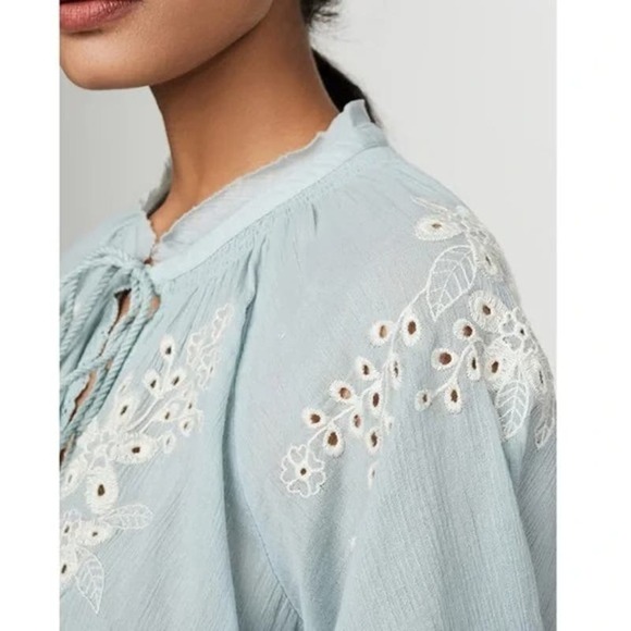 CHELSEA & THEODORE Floral Eyelet Embroidered Blouse Sz Small - Picture 2 of 6